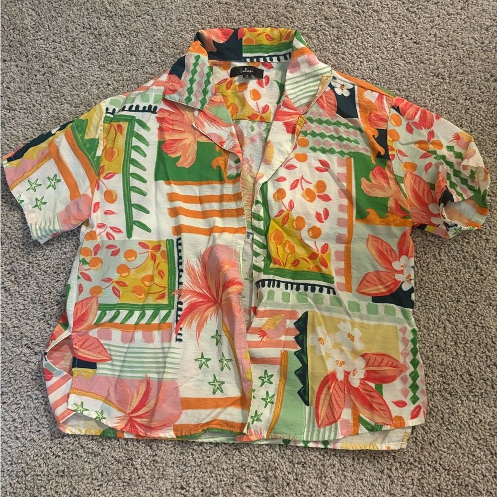 Lulu's Tropical Floral Button Down Shirt